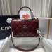 Chanel Trendy Flap Top Handle Bag 25cm Lambskin Red Silver Hardware Shoulder Bag A92236