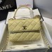 Chanel Trendy Flap Top Handle Bag 25cm Lambskin Yellow Light Gold Hardware Shoulder Bag A92236