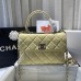 Chanel Trendy Flap Top Handle Bag 25cm Lambskin Yellow Silver Hardware Shoulder Bag A92236