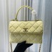 Chanel Trendy Flap Top Handle Bag 25cm Lambskin Yellow Silver Hardware Shoulder Bag A92236