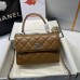 Chanel Trendy Flap Top Handle Bag 25cm Lambskin Camel Silver Hareware Shoulder Bag A92236