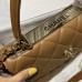 Chanel Trendy Flap Top Handle Bag 25cm Lambskin Camel Light Gold Hareware Shoulder Bag A92236
