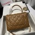 Chanel Trendy Flap Top Handle Bag 25cm Lambskin Camel Light Gold Hareware Shoulder Bag A92236