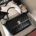Chanel Trendy Flap Top Handle Bag 25cm Lambskin Black Silver Hardware Shoulder Bag A92236