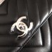 Chanel Trendy Flap Top Handle Bag 25cm Lambskin Black Silver Hardware Shoulder Bag A92236