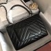 Chanel Trendy Flap Top Handle Bag 25cm Lambskin Black Silver Hardware Shoulder Bag A92236