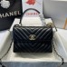 Chanel Trendy Flap Top Handle Bag 25cm Lambskin Black Light Gold Hardware Shoulder Bag A92236