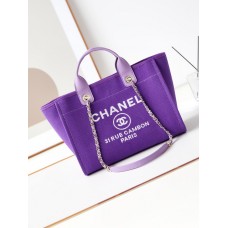 Chanel Deauville Canvas Tote Medium size Shoulder Bag AS3257