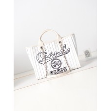 Chanel Deauville Canvas Tote Medium size Shoulder Bag AS3257