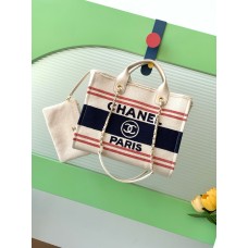 Chanel Deauville Canvas Tote Medium size Shoulder Bag AS3351