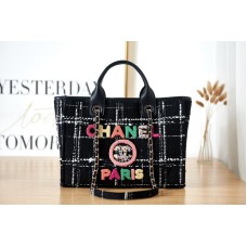 Chanel Deauville Canvas Tote Medium size Shoulder Bag