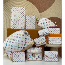 Louis Vuitton LV White Multicolor Clutch Purse Cosmetic Bag LLBGG64