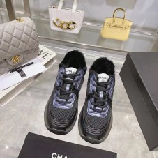 Chanel Women's Shoes for Winter Fur Sneakers Lace Up HXSCHE03