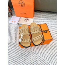 Hermes Flat Shoes for Summer Women's Sandals Slides HHSHEA36